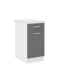 Ultra Meuble bas de cuisine l 40 cm avec plan de travail inclus - Gris