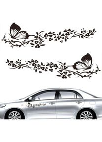 Ccykxa - Noir)2 Pcs Autocollant Voiture, Stickers pour Voiture Avec Motif Papillons et Fleurs,Autocollant Voiture Tuning pour Capot de