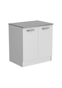 Meuble bas cuisine - oslo - 2 portes - Blanc - l 80 x p 60 x h 86 cm