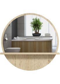 MH - Miroir rond étagère jenna bois 45cm