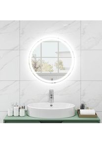 Goplus - 60cm Miroir Mural de Salle de Bain Incassable, Miroir avec Fonction Anti-buée, Fonction Mémoire et 3 Couleurs Lumière led Réglable, 2