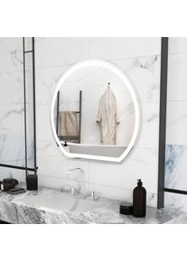 Goplus - 60cm Miroir Mural de Salle de Bain Incassable, Miroir avec Fonction Anti-buée, Fonction Mémoire et 3 Couleurs Lumière led Réglable, 2