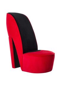 Fauteuil lounge design moderne en forme de talon haut en velours rouge DEC026791