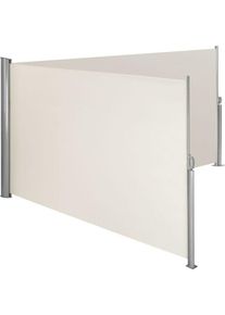 Auvent store latéral brise-vue paravent rétractable double beige 180 x 600 cm