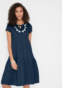 Katoenen tuniekjurk korte mouw - blauw - maat 56/58 (3XL) - 100% katoen - bonprix