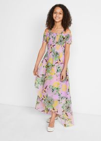 Carmen jurk met bloemenprint - paars - maat 140 - bonprix