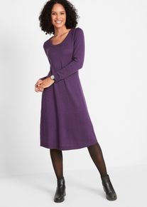 Wijd gebreide jurk - paars - maat 56/58 (3XL) - met katoen - bonprix