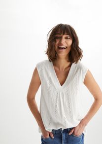 Top met broderie anglaise - wit - maat 32/34 (XS) - bonprix