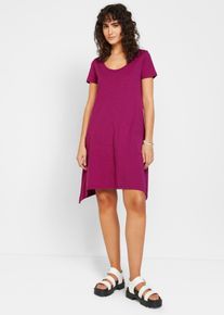 Korte katoenen shirtjurk van slub garen - paars - maat 56/58 (3XL) - 100% katoen - bonprix