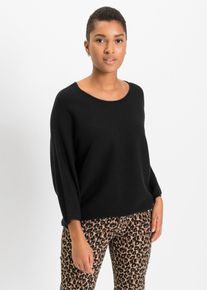 Geribde oversized trui van viscosemix - zwart - maat 32/34 (XS) - viscose - bonprix
