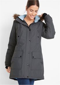 Lange outdoor jas met capuchon waterdicht - grijs - maat 40 - bonprix