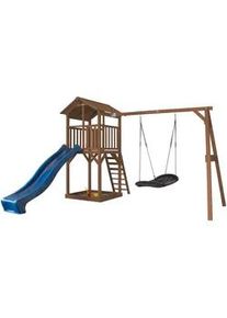 AXI Xxxl Nest Swing Braun , Blau, Braun , Holz , Zeder , 356.6x241.9x349 cm , Fsc , Freizeit & Co, Gartenspielzeug, Spieltürme