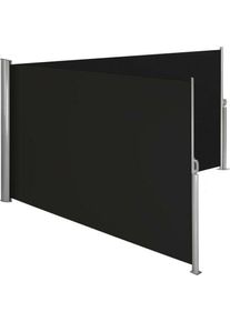 Auvent store latéral brise-vue paravent rétractable double noir 180 x 600 cm