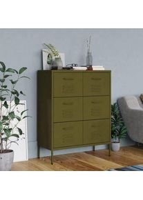 Inlife Armoire à tiroirs Vert olive 80x35x101,5 cm Acier