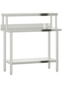 vidaXL - Table de travail de cuisine avec étagère 110x55x120 cm inox