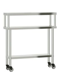 Table de travail de cuisine avec étagère 110x30x120 cm inox vidaXL