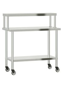 vidaXL - Table de travail de cuisine avec étagère 110x55x120 cm inox