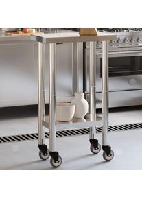 Table de travail de cuisine avec roues 55x30x85 cm inox