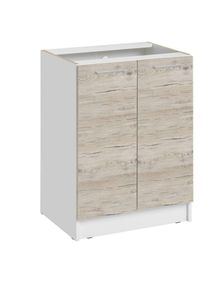 Meuble bas de cuisine Eco Noyer Blanchi 2 portes L 60 cm