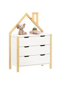 Idimex Commode enfant ELANO avec 3 tiroirs en pin massif lasuré blanc/naturel