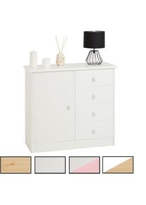 Idimex Commode RONDO en pin massif, 4 tiroirs et 1 porte