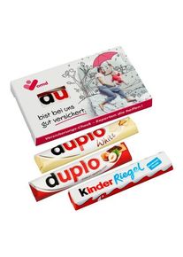 Objet publicitaire : Pack de 3 barres Duplo (duplo classic, duplo blanc & Kinder Chocolat) | | Personnalisable avec votre logo