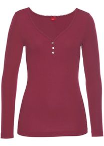 s.Oliver Dames Pyjamabovendeel in bordeaux ,maat 32/34, Witt, 63% Polyester, 33% Viscose, 4% Elastan