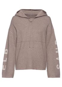 ELBSAND Dames Hoodie in taupe ,maat 32/34, Witt, 50% Viscose, 28% Polyester, 22% Nylon