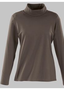 Damen Rollkragenshirt mit langen Ärmeln in taupe ,Größe 52, WITT, 50% Baumwolle, 50% Modal