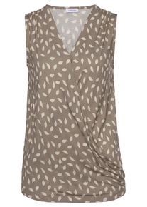 Vivance Dames Tanktop in taupe/crème bedrukt ,maat 32/34, Witt, 100% Viscose