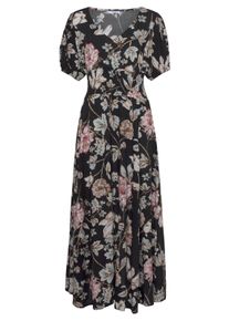 Lascana Dames Maxi-jurk in zwart bedrukt ,maat 34, Witt, 100% Viscose