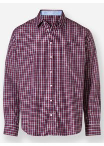 Catamaran Heren Hemd met lange mouwen in donkerrood geruit ,maat 39/40, Witt, 65% Polyester, 35% Katoen
