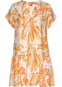 s.Oliver Damen Blusenkleid in orange-creme-bedruckt ,Gr&ouml;&szlig;e 34, Witt, 100% Viskose