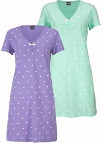 Vivance Dreams Dames Nachthemd in mint, lila ,maat 32/34, Witt, 100% Katoen