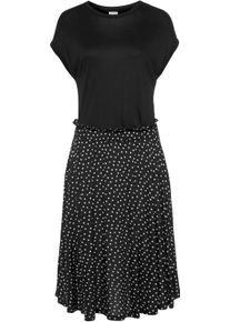 Beach Time Dames Jersey jurk in zwart-stippen bedrukt ,maat 38, Witt, 100% Viscose