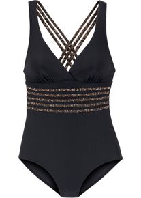 Lascana Dames Badpak in zwart/luipaard ,maat 38C, Witt, 82% Polyamide, 18% Elastan