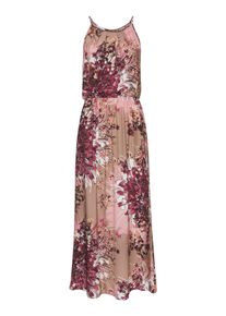 Lascana Dames Maxi-jurk in taupe/bessenrood bedrukt ,maat 36, Witt, 100% Viscose