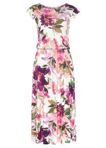 Beach Time Dames Midi-jurk in wit bedrukt ,maat 34, Witt, 100% Viscose