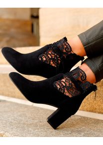 Lascana Damen High-Heel-Stiefelette in schwarz ,Größe 35, Witt, 100% Textil