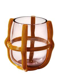 Sestiere Vase H 26 cm Cassina verre améthyste/cordon jaune citron et noir