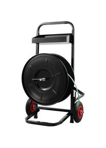 Chariot de cerclage pour bobines de cerclage PET/PP/fibre de 203 mm, distributeur de cerclage robuste, equipe de poulies anti-recul, systeme de