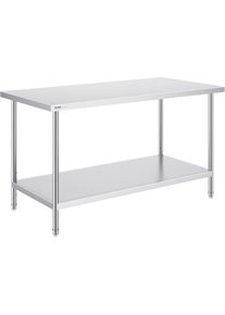 Vevor - Table de Travail en Acier Inoxydable 76,2x152,4x86,4 cm, Table de Preparation des Aliments Charge 413 kg, 3 Niveaux de Hauteur Reglables,