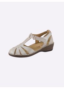 Dames Sandalette met klittenbandsluiting in vanille ,maat 40, Witt, 100% Glad leer
