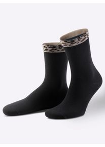 wäschepur Dames Damessokken in zwart gedessineerd ,maat 35-38, Witt, 80% Katoen, 18% Polyamide, 2% Elastan
