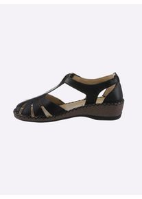 Dames Sandalette met klittenbandsluiting in zwart ,maat 36, Witt, 100% Glad leer