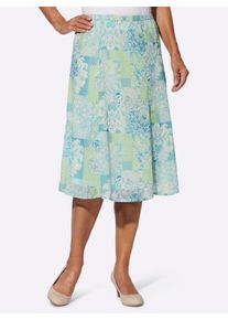 Damen Bahnenrock mit floralem Dessin in kalkmint-hellgrau-bedruckt ,Größe 48, WITT, 100% Polyester