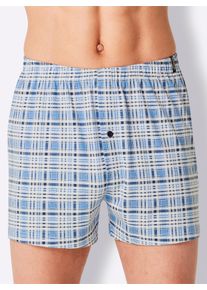 Heren Boxershorts in marine gestreept + marine bedrukt + marine geruit ,maat 5, Witt, 100% Katoen