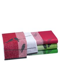 unisex Theedoeken in groen + donkerrood ,maat 50x70 cm - Halflinnen (2 stuks), WITT, 50% Katoen, 50% Linnen