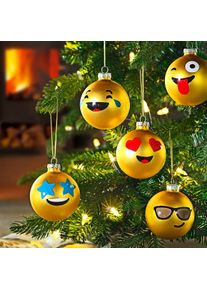 Boules de Noël émoticône, lot de 12 pièces, 8 cm Ø