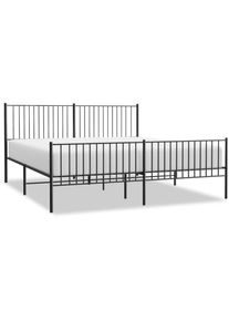 Lit double - 193x203 cm, Lit adulte et enfants, Cadre de lit métal sans matelas avec pied de lit noir FR921595 Maison Chic